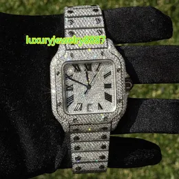 Luksusowy mechaniczny zegarek ze stali nierdzewnej pełny diament lodowany 3atm Waterproof Men Hip Hop Designer Watch na oryginał