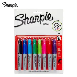 Rings 4/8pcs Sharpie 35113 Compact Mini Marker with Keychain Carrying Oily Marker Stationery Dustfree Purification Marker