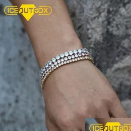 Bangle Iceoutbox M6mm Row Cubic Zircon Tennis Link Bracelet AAA Zirconia Charms Women Mens Hip Hop Jewelry Gifts 221119 Drop Deliver