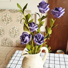 Decorative Flowers 55cm 1 Bouquet 5 Heads Artificial Peony Tea Rose Silk Fake For DIY Living Room Home Garden Wedding Decoration