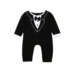 018m baby pojke romper söt född spädbarn pojkar bowtie gentleman bröllop fest långärmad outfit jumpsuit Sommarkläder Jumpsuits242068089