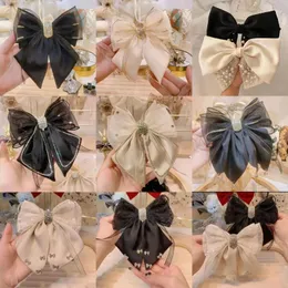 Tyg Rhinestone Crystal Hairpin Butterfly Bow Hair Clips for Women mode bröllopshuvud Koreanska hårtillbehör 240220