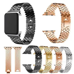 Designer fiskskala rostfritt stål rem för Apple Watch 44mm 40mm 38mm 42mm Band Metal Armband Iwatch Series 6 5 4 3 Se Watchband Drop Designer5ij15ij1