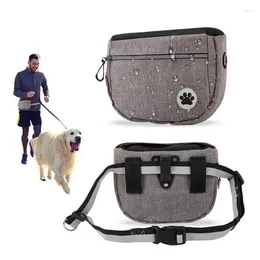 Dog Carrier Oxford Material Pet Belt Bag Automatic Elastic Closure Training Kit Treat Grey Walking Snack Pack Blue