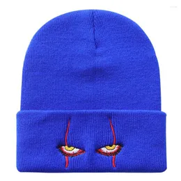 Berets Pennywise Scary Eyes Knit Hat Cotton Warm Winter Ski Beanie Anime Knitted Skullies Unisex Fashion Outdoor Hats