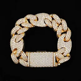 Bracciale con diamanti a maglie ovali cubane ghiacciate da 20 mm, gioielli in zirconi placcati in oro bianco 14 carati, catena a maglie cubane Mariner da 7 pollici, 8 pollici, 9 pollici282z