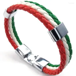 Charme pulseiras jóias pulseira bandeira italiana liga de couro para homens e mulheres verde branco vermelho