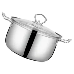 Rostfritt stål Stock Pot Soop Sauce Pan Cooking Pots Lock täcker kastrullen Daglig Använd Stockpot Pann för köksredskapet 240226