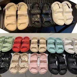 women Hook Loop Strap dad sandals quilted Real leather PVC Jelly two styles designer LOGO sandal luxury paris summer 2024 platform slides Buckle slingbacks slides