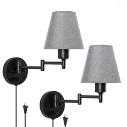 Lampada da parete American Retro LED Sconce Light Stile industriale Ferro Rocker Creativo Tessuto Plug Camera da letto