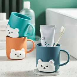 Mugs Bathroom Tumbler Cups for Kids Unbreakable Cute Cartoon Bear Design Drinking Cups Toddler Toothbrush Mugs for Home School GiftsL2402