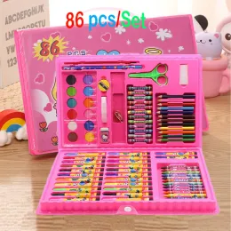 Markers 86pcs Colored Pencil Artist Kit Painting Crayon Marker Pen Brush Drawing Tools Set Kindergarten Supplies for Children Kids Gift
