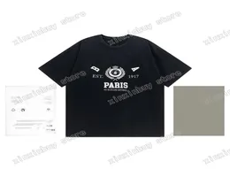 22SS män kvinnor designers t skjortor tee Paris förstörde öronvete slips färgbrev bomull kort ärm besättning hals streetwear svart grå1193486