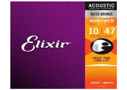 Conjuntos inteiros de 10 cordas de guitarra acústica Elixir 11100 11002 11025 11027 11052 16002 16027 16052 16077 16102 Instrumen9369753