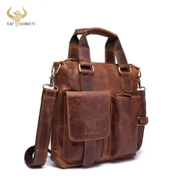 BRESCASES MEN ORIGINAL LEATHER RETRO DESIGNER BUSINESS PROORCE CASPACE 12 "Laptop Travel Bag Tote Attacenger Bag Portfolio B259