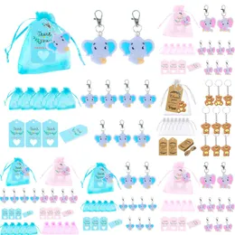 New 10/20Pcs Return Including Animal Keychains Organza Bags And Thank You Tags For Guests Baby Kids Shower Favors