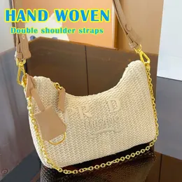 Heiße handgewebte Designer-Tasche Handtasche Damen Strohtaschen Umhängetaschen Hobos Unterarmtasche Kettengeldbörsen Baguettes Dame Doppelte Schultergurte Umhängetasche