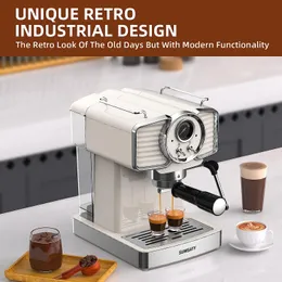 20 çubuk basınç ve süt çobanı ile retro espresso makinesi - cappuccinos, lattes ve macchiatos için mükemmel - ETL listelenmiş