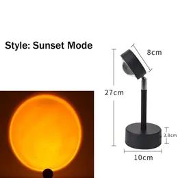 Party Favor Usb Rainbow Sunset Red Projector Led Night Light Party Supplies Sun Projection Desk Lamp For Bedroom Bar Coffee Store Wall Dh4Yh