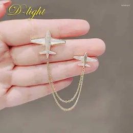 Brooches Creative Exquisite Airplane Chain Brooch Girls Inlaid Zircon Cute Gorgeous Corsage Suit Dress Wedding Party Accessory Nice Gifts
