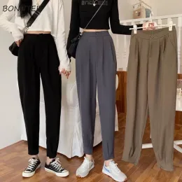 Capris Harem Pants Women Leisure Friends Autumn Basic Korean Style Clashy Design純粋なシンプルなティーンエイジャーIns anklelength cozy