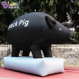 atacado 6mH (20 pés) Modelos de animais infláveis ​​explodem porco preto inflação personagem de porco de desenho animado com soprador de ar para festa ao ar livre decoração de eventos brinquedos esportes