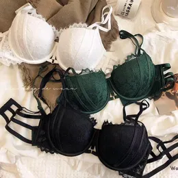 Bras Sets Half Cup Dig Thick Push Up Lingerie Clothes For Women Sexy Underwear White Dress Green Intimate Big Size Fashion 2024