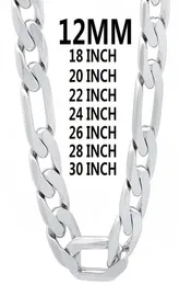 Chains Solid 925 Sterling Silver Necklace For Men Classic 12MM Cuban Chain 1830 Inches Charm High Quality Fashion Jewelry Wedding6854284