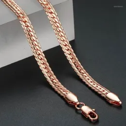 Chains 6MM Snake Link Chain Necklace Hammered Flat Curb Cuban Rose Gold Silver Color For Women Men Fanshion Jewelry Gift GN1111297l