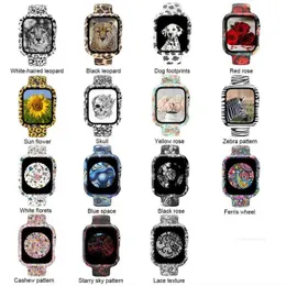 Designer-Glasgehäuse + Uhrenarmband für Apple Watch Band 44 mm 40 mm 38 mm 42 mm Druckarmband Silikonarmband iWatch Serie 3 4 5 6 7 se Designer0ZWV0ZWV