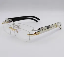 Buffalo Horn Glasses Frames Gold Silver Rimless Optical Transparent Men Women Brand Designer Quality White Inside Black2863802