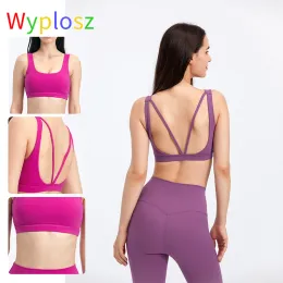 衣装wyposz yoga bra crop bicycle sportswearワークアウトフィスシームレスな女性ハイサポートダブルクロッシング女性スポーツジムプッシュアップ