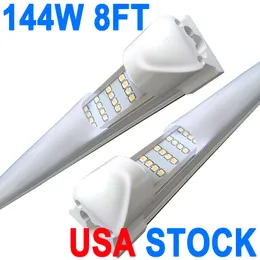 8Ft LED Shop Light Fixture, 4 Rows 144W 144000LM 6500K ,8 Foot , 96'' T8 Integrated LED Tube, Linkable Led Bulbs Garage, Warehouse,Milky Cover(25-Pack) crestech