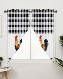 Cortina fazenda galo preto e branco xadrez cortinas para janela do quarto sala de estar cortinas triangulares