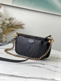 10a svart präglad designerväska två bitar handväska multi pochette läder väska messenger väska kvinnor lyxiga handväska axel crossbody the totse wallet classic makeup