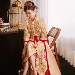 Scenkläder xiuhe kläder 2024 kinesisk stil bröllopsklänning fengguanxiapei kvinnlig show kimono vinter