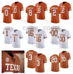 2024 Texas Longhorns Football Jersey Sec College Quinn Ewers Arch Manning Bijan Robinson Xavier Worthy Earl Campbell Brian Orakpo Earm Thomas Vince Young Williams