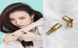 Rongho brand Vintage Metal Bamboo Stud earrings for Women Punk Femme Hiphop Brincos Knot earring pendant6576285