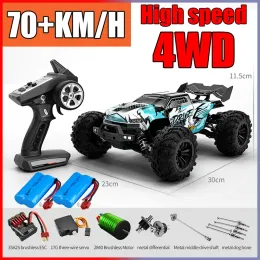 Carros rc carro fora da estrada 4x4 de alta velocidade 75 km/h carro de controle remoto com farol led sem escova 4wd 1/16 monster truck brinquedos para meninos presente