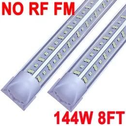 LED LED LIGHT NO-RF RM, 8ft 144W 6500K Zimna biała, zintegrowane lampki rurowe LED o 8 stóp T8, Plug In Warehouse Garage Lighting, V Kształt, wysoka wyjście, łącza stodoły Crestech