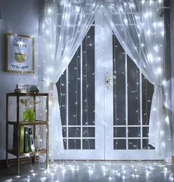 Strings AC220V 2x2M 180LED Icicle Curtain String Fairy Lights Christmas Wedding Party Garland Decorations Home Decor Outdoor Garden