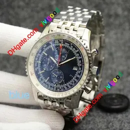 Relógio de alta qualidade NAVITIMER Pulseira de couro ou pulseira de aço 3A Mens Relógios de alta qualidade Esporte Japen VK Quartz Chronograph Fashion 2612