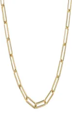 Micci stainls Steels round Flat Rec Chain Choker Necklace Women 18K Gold Plated Paper Clip Clip Clip Link Chain Necklac244099077