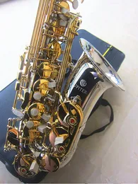 목성 JAS-1100SG 알토 색소폰 황동 니켈 도금 바디 eB 튜닝 골드 래커 키 전문 음악 악기 e-flat sax와 케이스