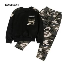 TANGUOANT Casual Boys And Girls Clothes Set Camouflage Uniform Kids Outfit Clothing Children Long Sleeve Cotton HoodiePants 210807137757