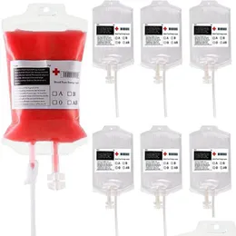 포장 가방 도매 625pcs 350ml 마시기위한 투명한 투명한 혈액 가방 PVC 재사용 음료 가방 할로윈 장식 파우치 소품 DHTYX
