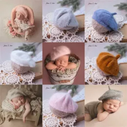 Set neonato fotografia cappello berretto di lana di visone lavoro a maglia bambino bambini fatti a mano a maglia studio fotografico puntelli cofano nuovo prodotto