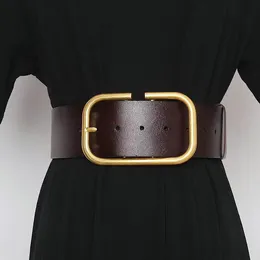 Женский дизайнерский ремень, простой дизайн, однотонный женский ремень из натуральной воловьей кожи, модный кожаный черный ремень шириной 7 см, 70 мм, классический повседневный подарок