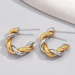 Hoop Earrings Minimalist Geometric Multilayer C Shape Earring Two Tone Twisted For Women Creative Jewelry Gift