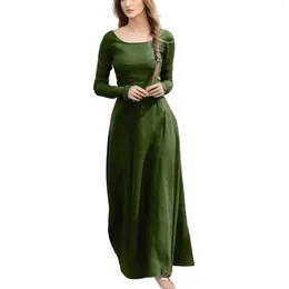 캐주얼 드레스 빈티지 긴 소매 연인 드레스 여성용 봄 가을 솔리드 패널 코트 플러스 크기 고딕 양식 로브